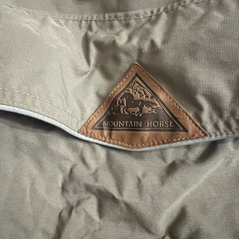 Mountain Horse VINTAGE waterproof outdoor jacket in a beige/grey & red colorway